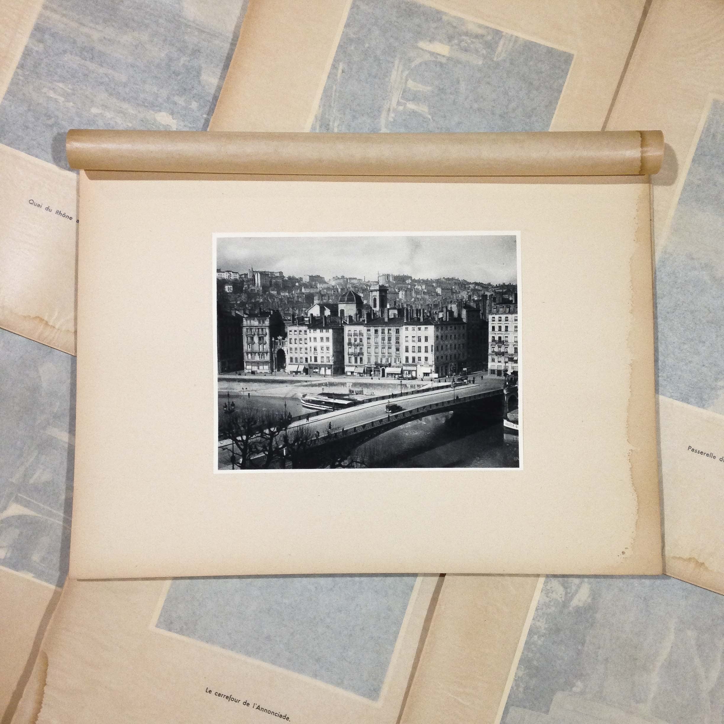 pont la feuille quartier st vincent gravure héliogravure ancien blanc et demilly noir et blanc lyon papier 1930 bouquiniste