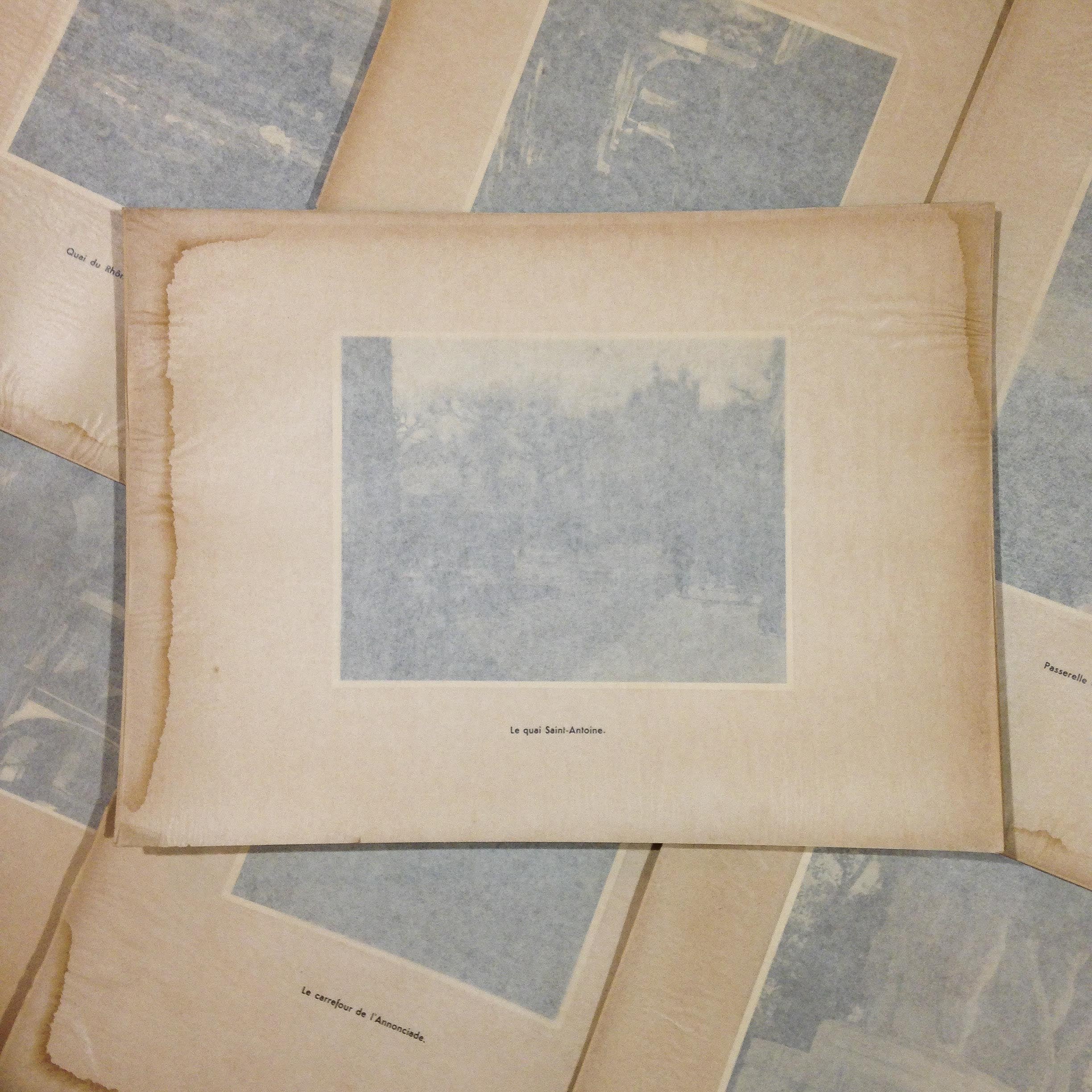 quai st antoine gravure héliogravure ancien blanc et demilly noir et blanc lyon papier 1930 bouquiniste