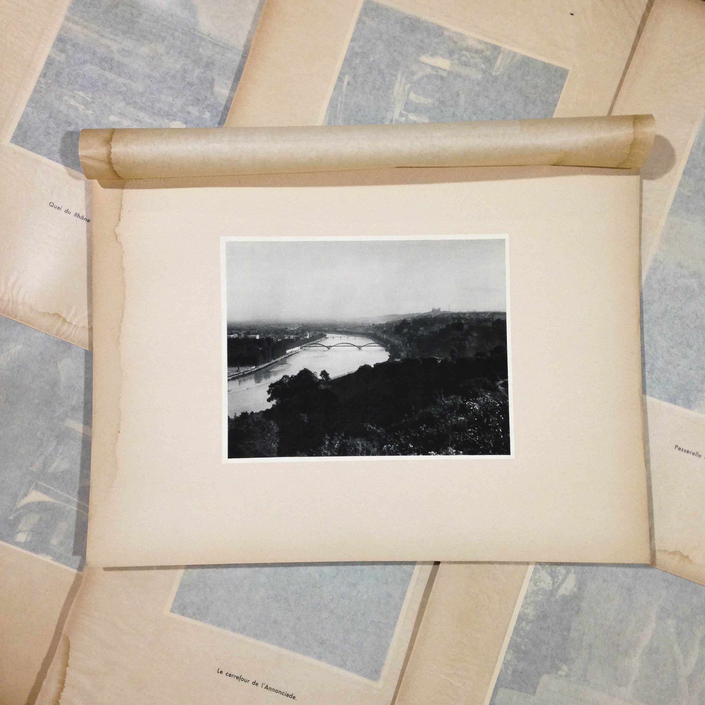 rhône vu caluire gravure héliogravure ancien blanc et demilly noir et blanc lyon papier 1930 bouquiniste