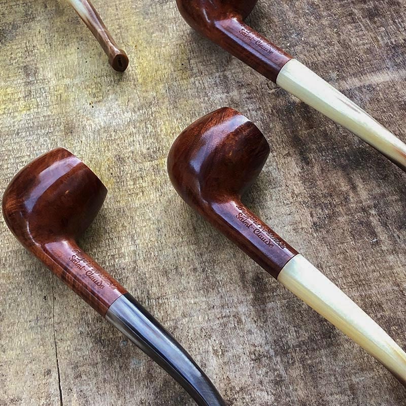 pipe à fumer modèle billiard corne et racine de bruyère 1930 ancien vintage tabac saint claude ancienne