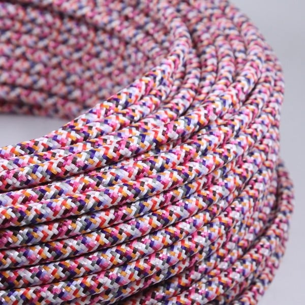 cable electrique couleur fil textile vintage tissu pixel rose rond coloré lampe luminaire
