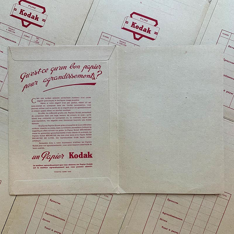 pochette sachet kraft kodak film epreuve tirage photo photographe vintage ancien 1930 1940