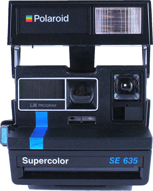 polaroid vintage 635SE bleu et noir supercolor ancien 600 couleur flash 1980