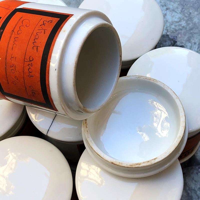 pot porcelaine apothicaire toxique ancien vintage 1920 1900 1930 de pharmacie produit chimique chimie codex