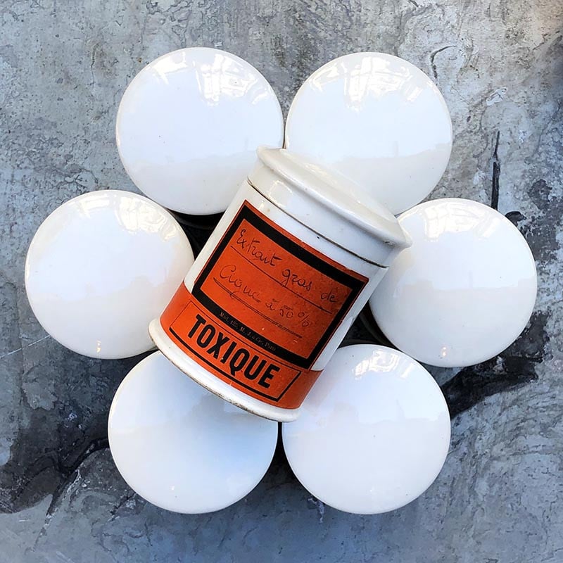 pot porcelaine apothicaire toxique ancien vintage 1920 1900 1930 de pharmacie produit chimique chimie codex