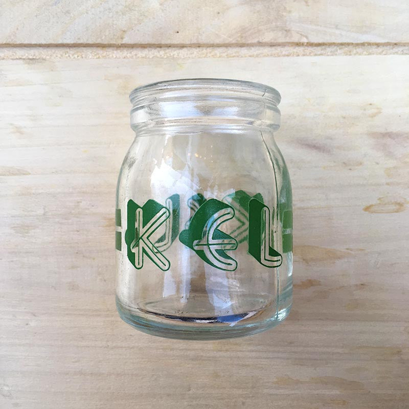 pot yaourt kel en verre 1960 vintage ancien yoghourt yahourt publicitaire épicerie ancienne
