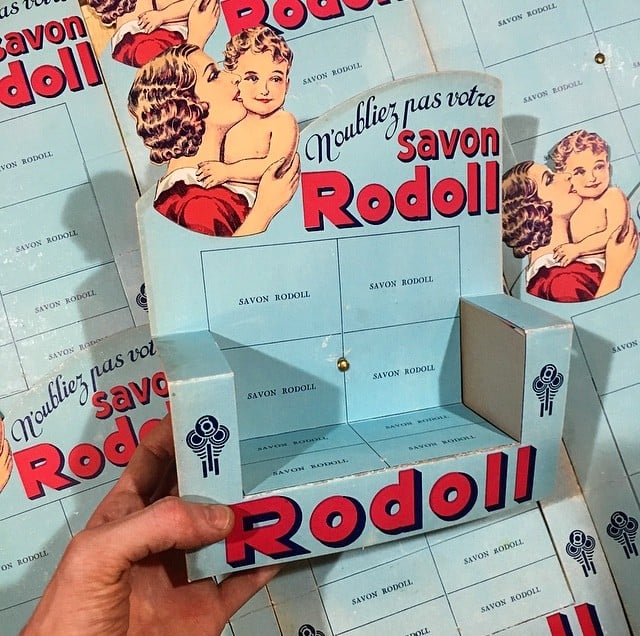présentoir ancien savon rodoll vintage 1930 1940 épicerie pharmacie art deco