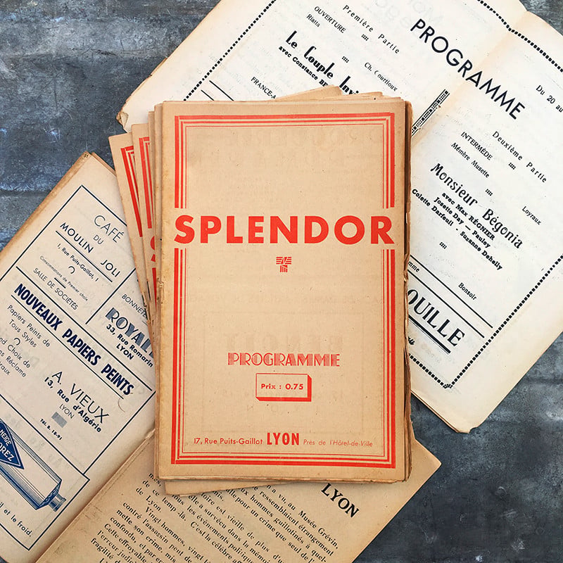 Programme de Cinema Theatre Ancien Lyon Vintage Splendor 1938 1939