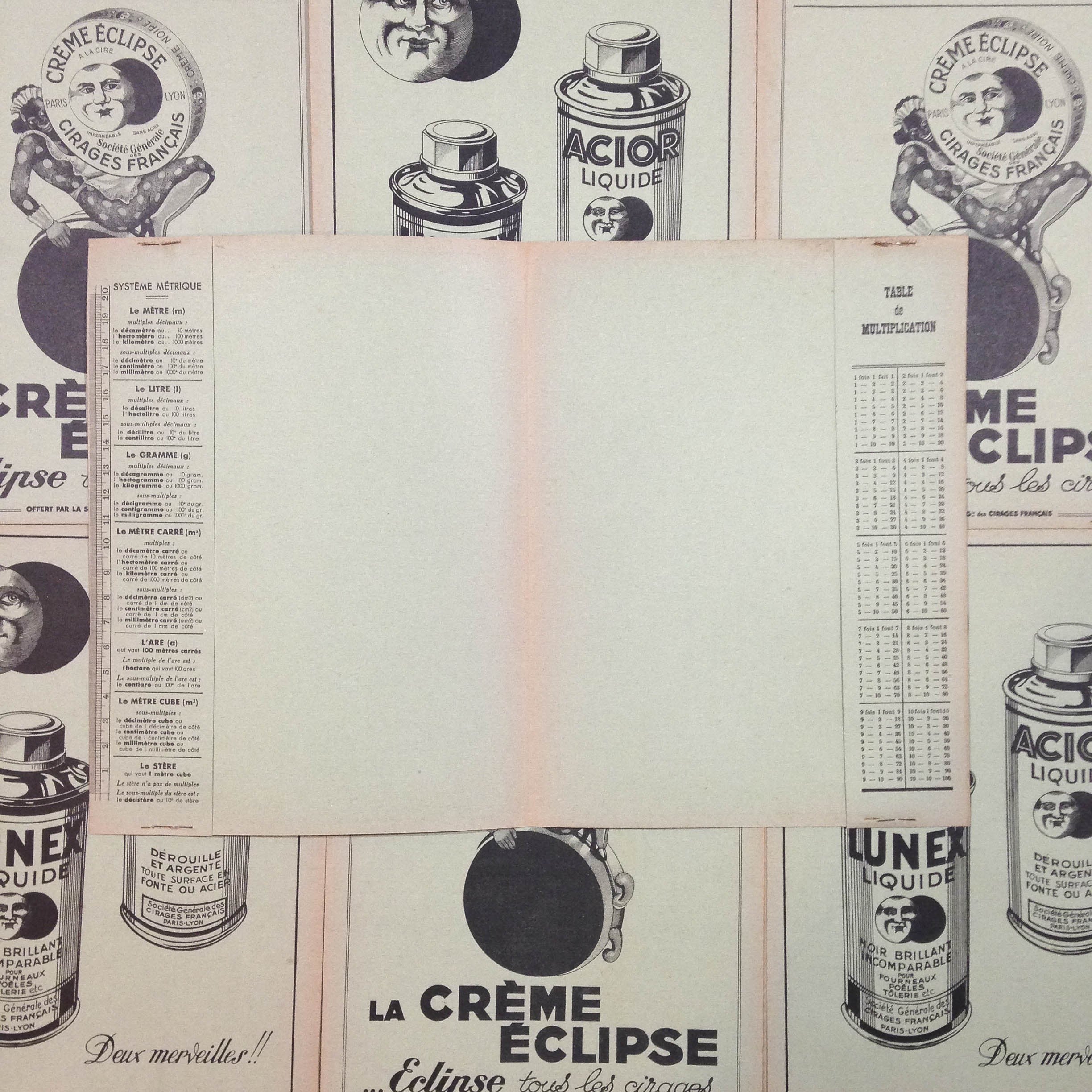 protège cahier papier éclipse ancien vintage crème épicerie 1930 école