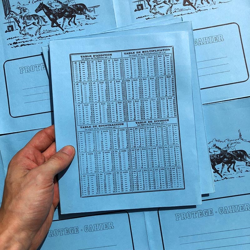 protège cahier papier erbé cheval chevaux bleu ancien vintage 1960 1970 école