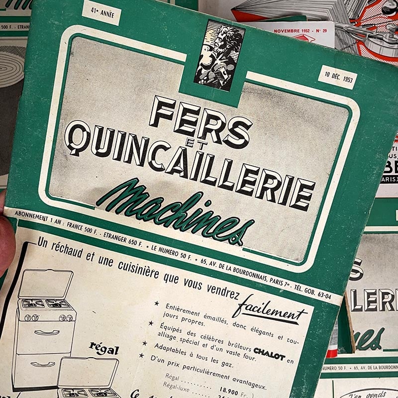 revue fers et quincaillerie machines métallique technique spécialisée ancienne vintage industrielle 1952 1955