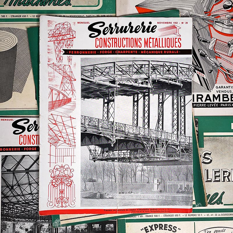 revue fers et quincaillerie machines métallique technique spécialisée ancienne vintage industrielle 1952 1955