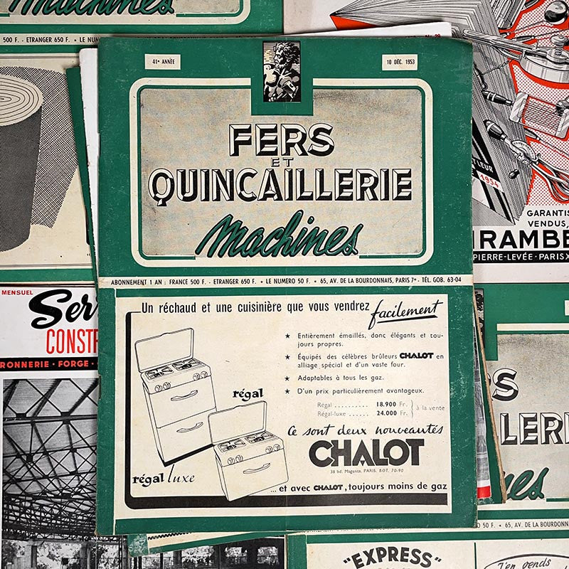revue fers et quincaillerie machines métallique technique spécialisée ancienne vintage industrielle 1952 1955