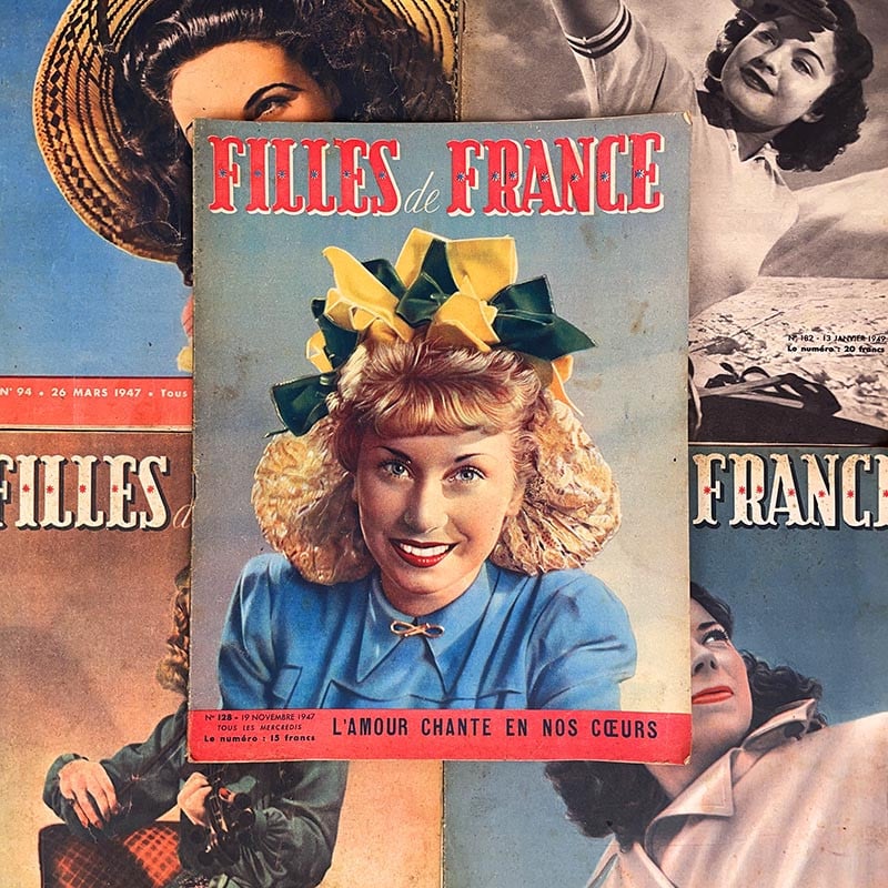 journal revue magazine filles de france femme ancien vintage illustration exemplaire numéro 1946 1947 1948