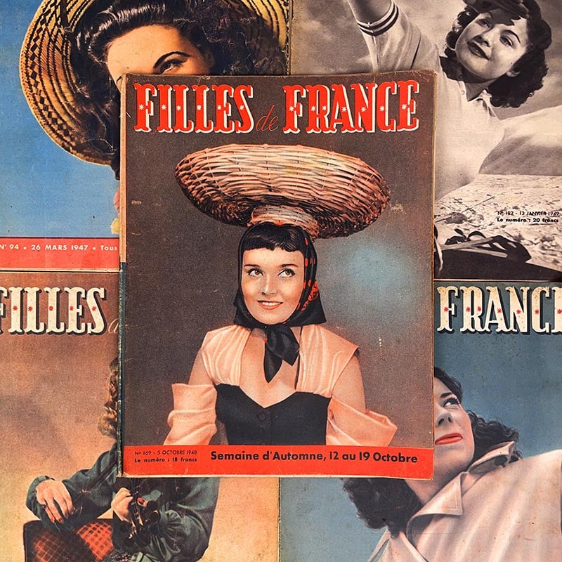 journal revue magazine filles de france femme ancien vintage illustration exemplaire numéro 1946 1947 1948