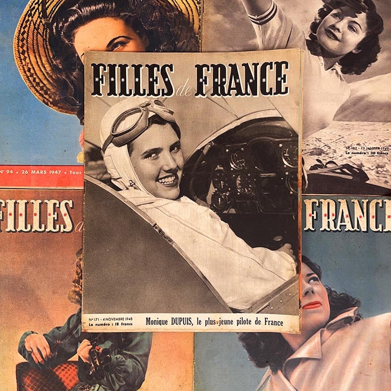journal revue magazine filles de france femme ancien vintage illustration exemplaire numéro 1946 1947 1948