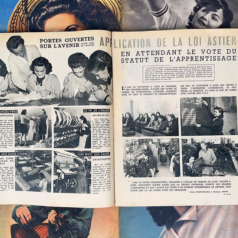 journal revue magazine filles de france femme ancien vintage illustration exemplaire numéro 1946 1947 1948