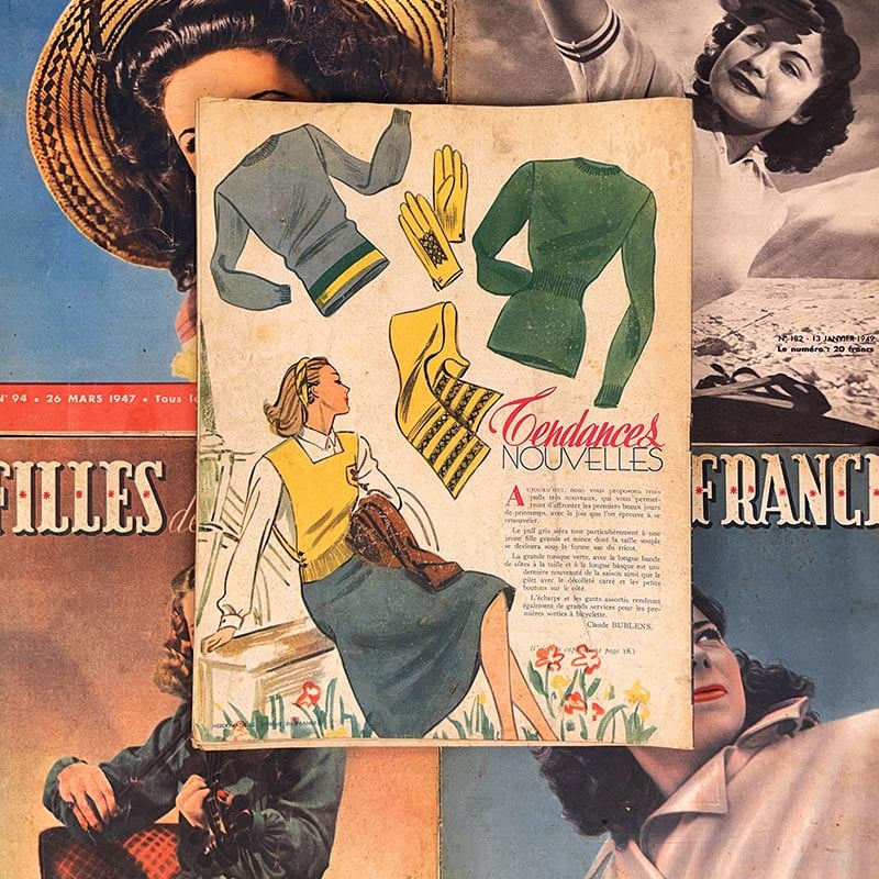 journal revue magazine filles de france femme ancien vintage illustration exemplaire numéro 1946 1947 1948