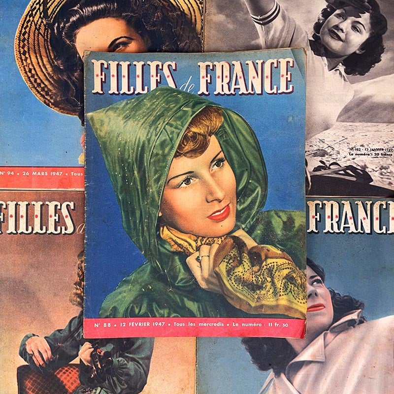 journal revue magazine filles de france femme ancien vintage illustration exemplaire numéro 1946 1947 1948
