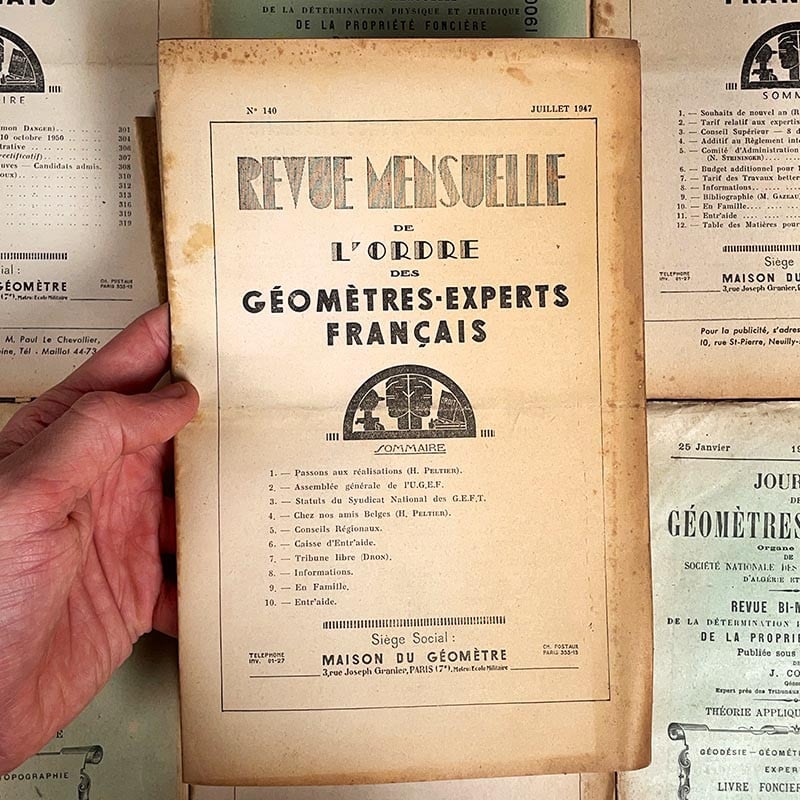 revue mensuelle géomètres experts 1947 1954 technique spécialisée ancienne vintage 1947 54