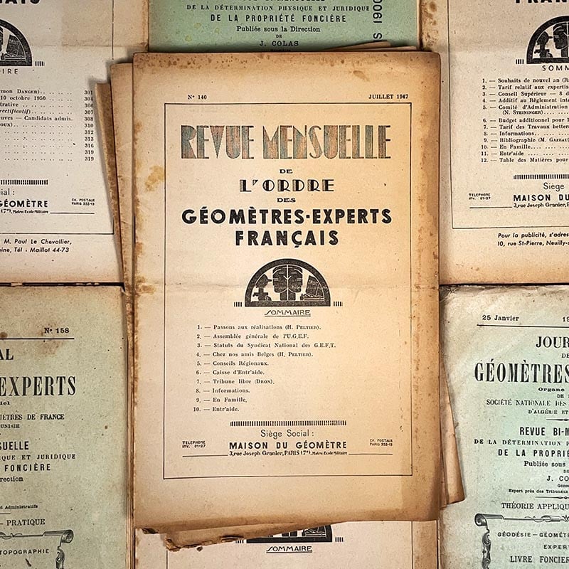 revue mensuelle géomètres experts 1947 1954 technique spécialisée ancienne vintage 1947 54