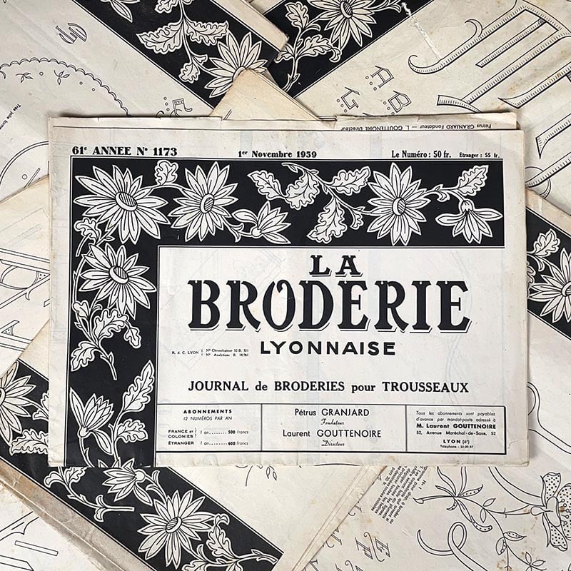 revue la broderie lyonnaise illustrée ancien vintage confection papier magazine couture 1950