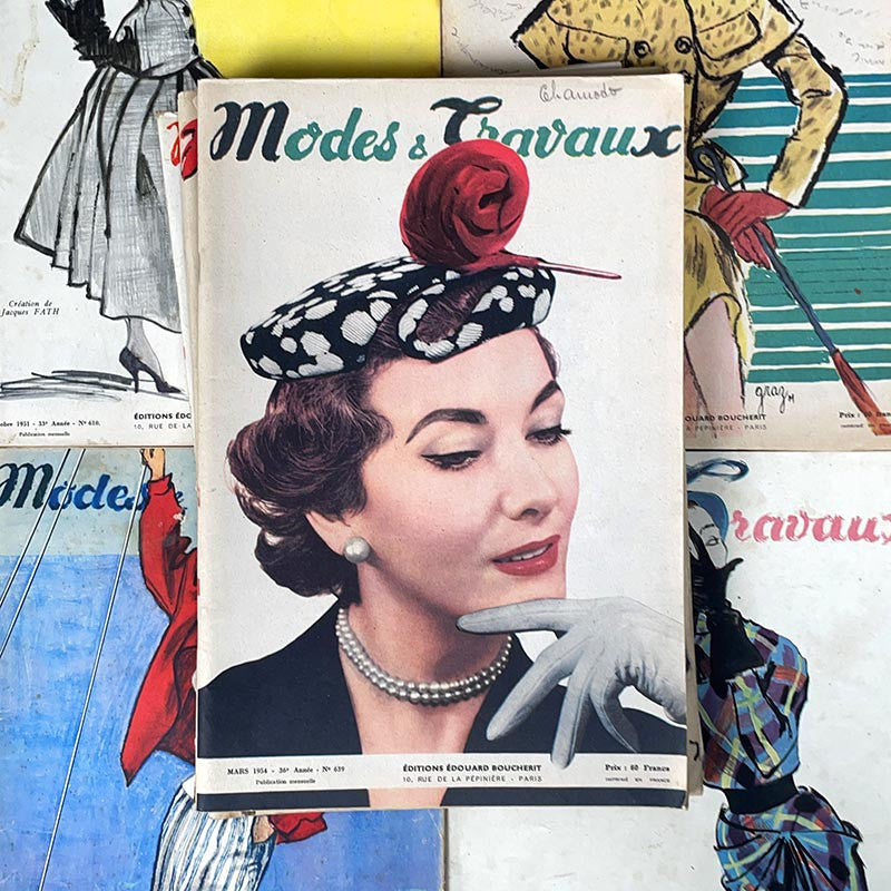 journal revue magazine modes et travaux mode ancien vintage illustration exemplaire numéro 1949 1950 1956