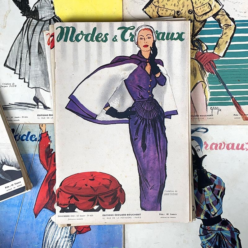 journal revue magazine modes et travaux mode ancien vintage illustration exemplaire numéro 1949 1950 1956