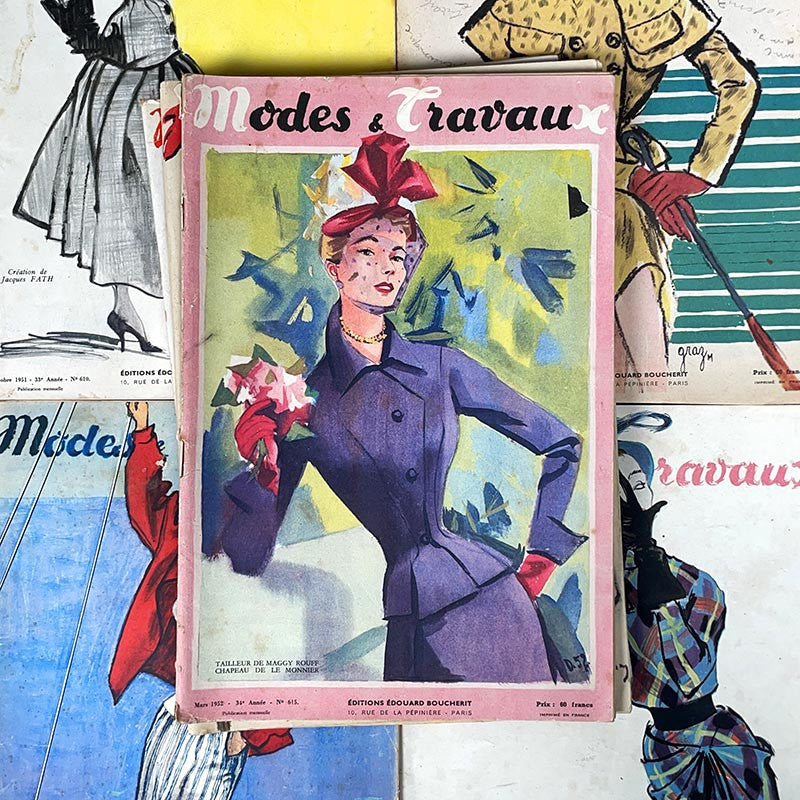 journal revue magazine modes et travaux mode ancien vintage illustration exemplaire numéro 1949 1950 1956