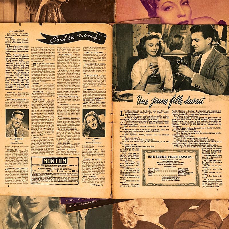 journal revue magazine mon film romain cinema ancien vintage papier illustré illustration exemplaire numéro 1948 1958