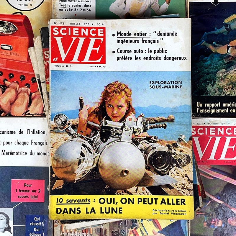 journal revue magazine science et vie scientifique ancien vintage illustration exemplaire numéro 1950 1959 années 50