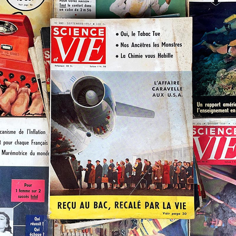 journal revue magazine science et vie scientifique ancien vintage illustration exemplaire numéro 1950 1959 années 50