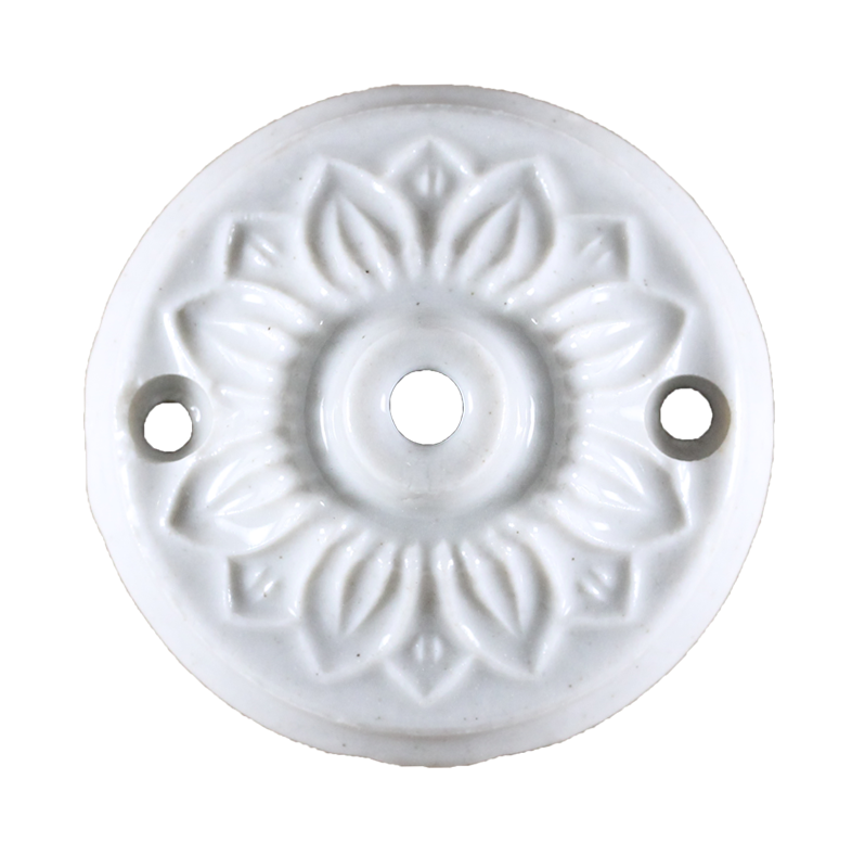 rosace céramique électricité mur plafond ancien vintage quincaillerie accessoire e27 60mm 6cm
