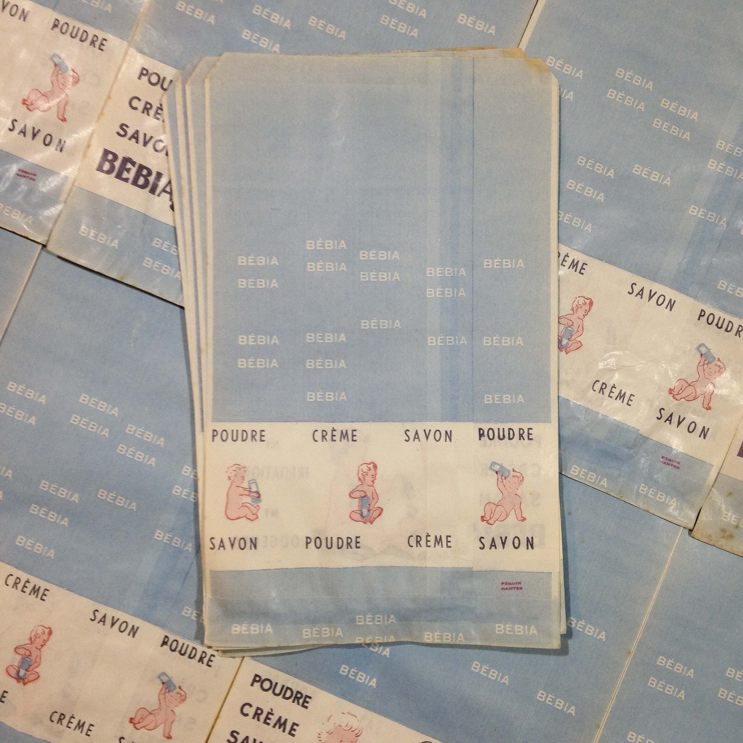 sachet bébia papier ancien vintage pharmacie 1960