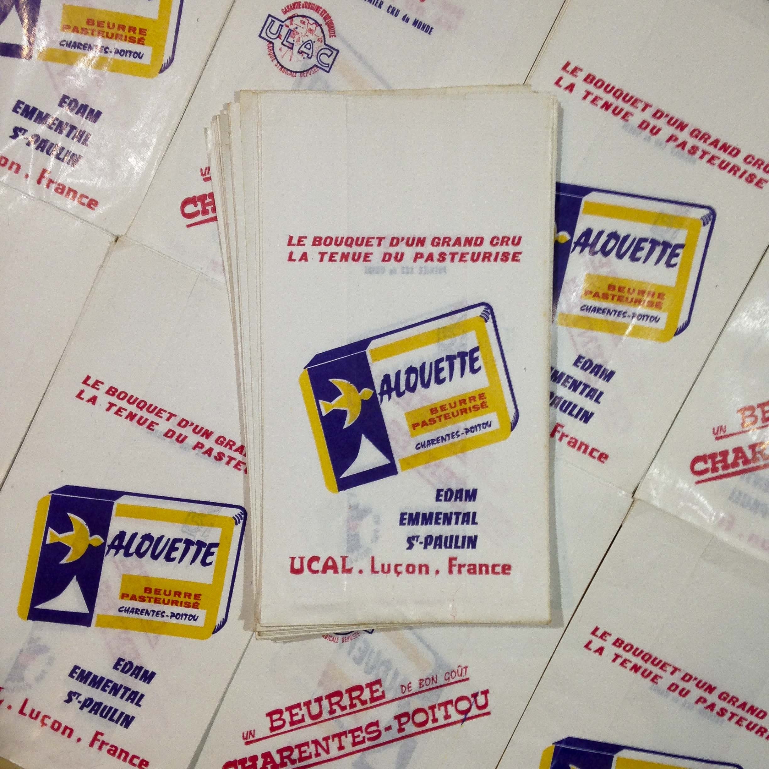 sachet papier beurre alouette ancien vintage épicerie 1960
