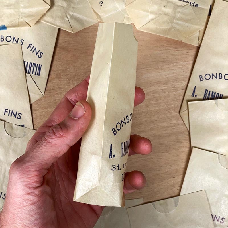 petit sachet ancien bonbons fins ramon demartin le puy confiserie ancienne 1950 1960 papier emballage