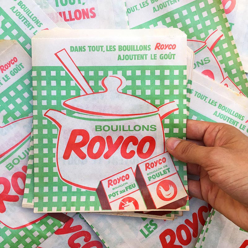 sachet ancien bouillons royco illustration emballage papier vintage 1960