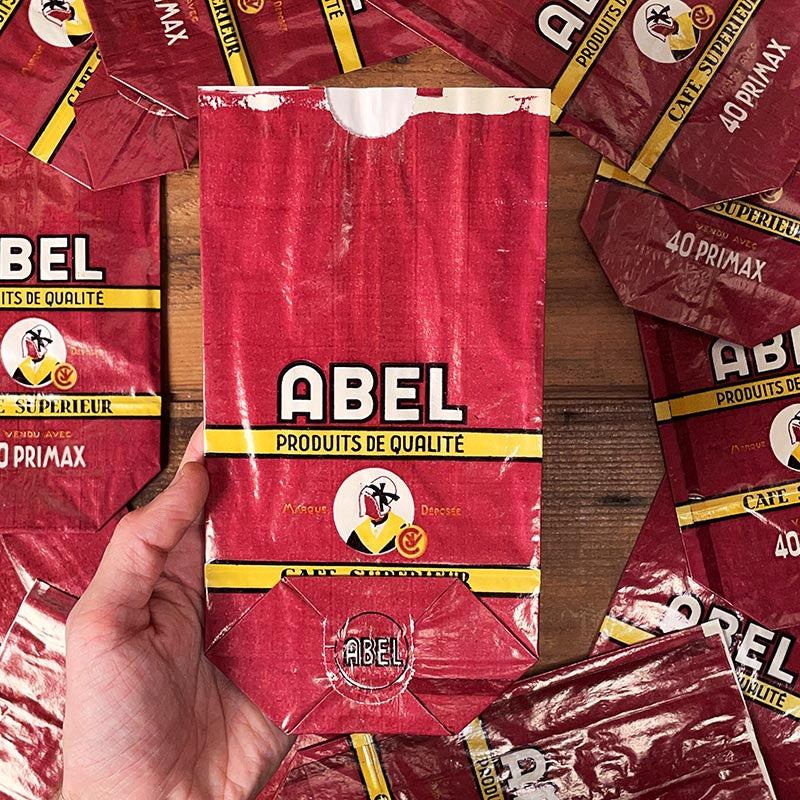 sachet ancien café abel rouge primax 250 grammes illustration emballage papier vintage 1960 1950