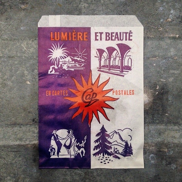 sachet ancien carte postale emballage papier vintage 1960 1966 cap