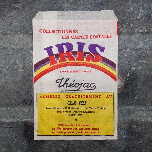 sachet ancien carte postale emballage papier vintage 1960 1966 iris