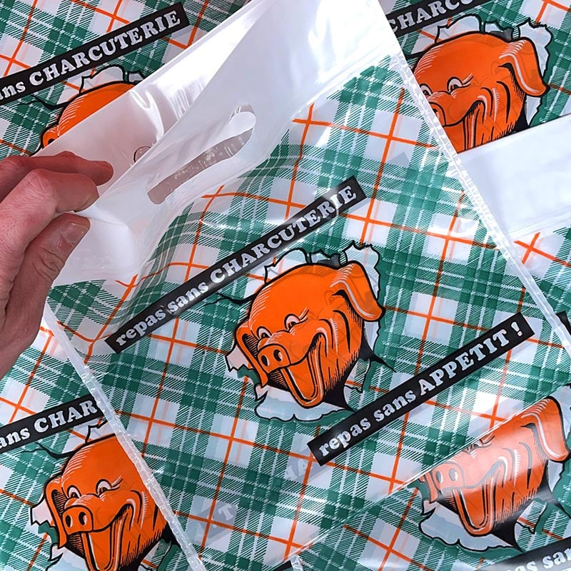 sachet en plastique boucherie viande charcuterie boucher ancien vintage 1970 1980