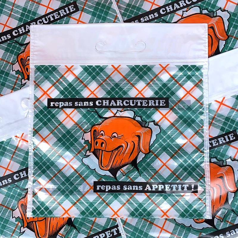 sachet en plastique boucherie viande charcuterie boucher ancien vintage 1970 1980