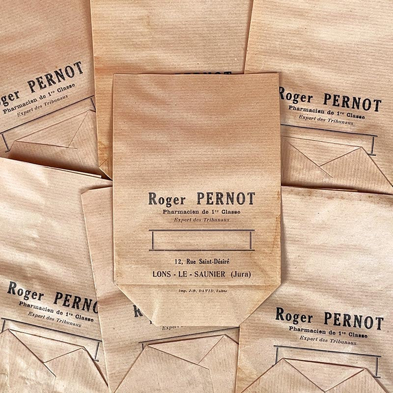 sachet médicament pharmacie ancien vintage papier pharmacien roger perron 1920
