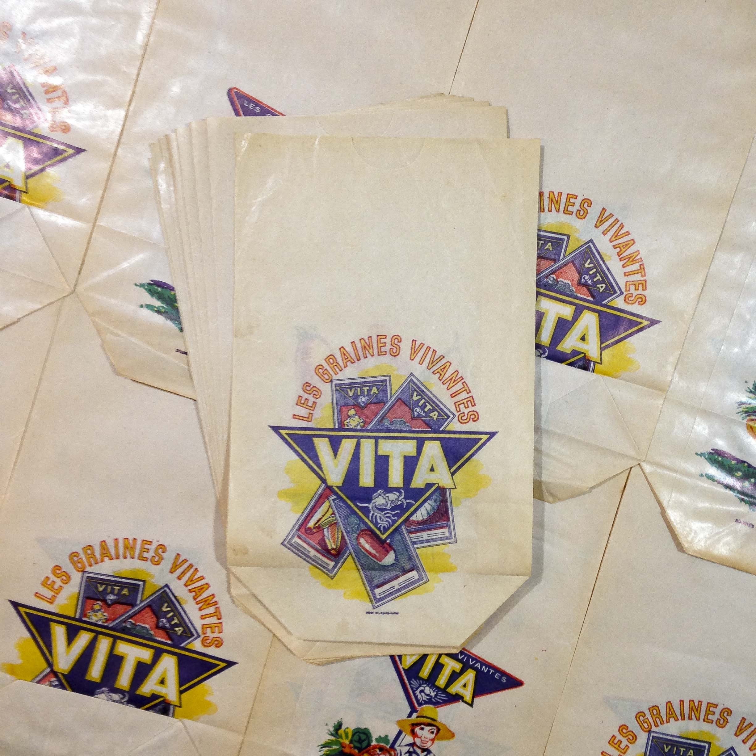 sachet paper vita graines ancien vintage épicerie 1960