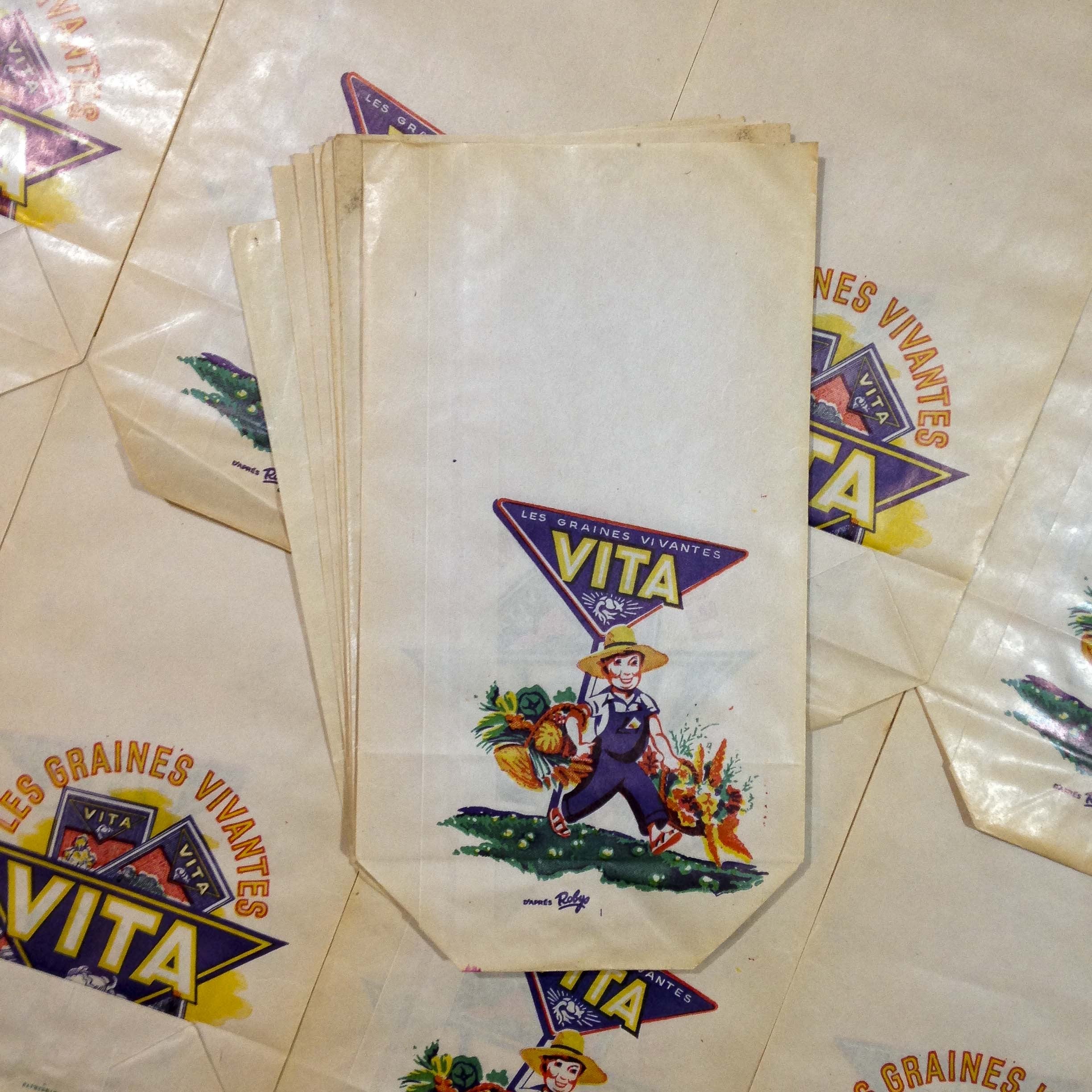 sachet paper vita graines ancien vintage épicerie 1960