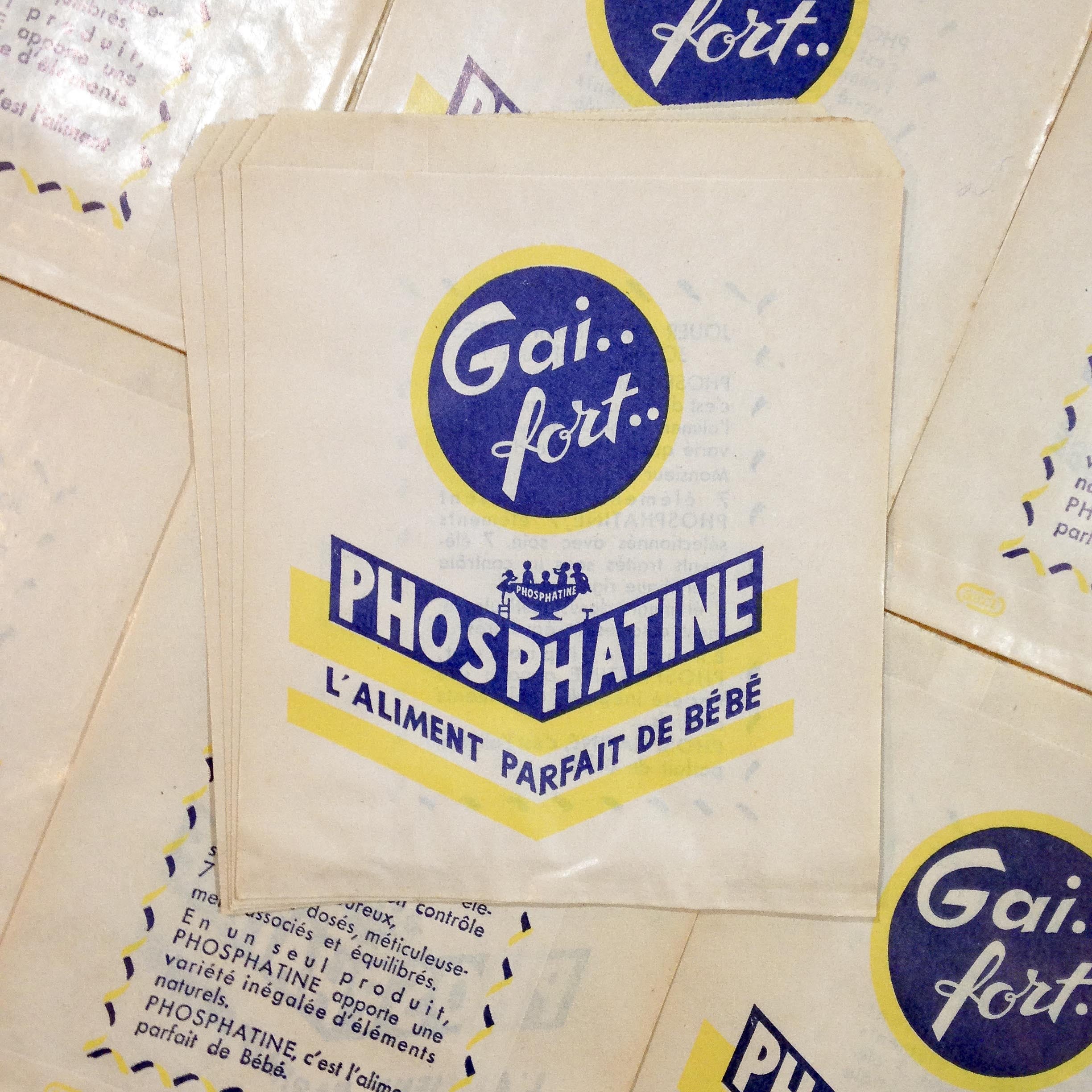 gai fort ancien vintage phosphatine sachet papier épicerie 1960