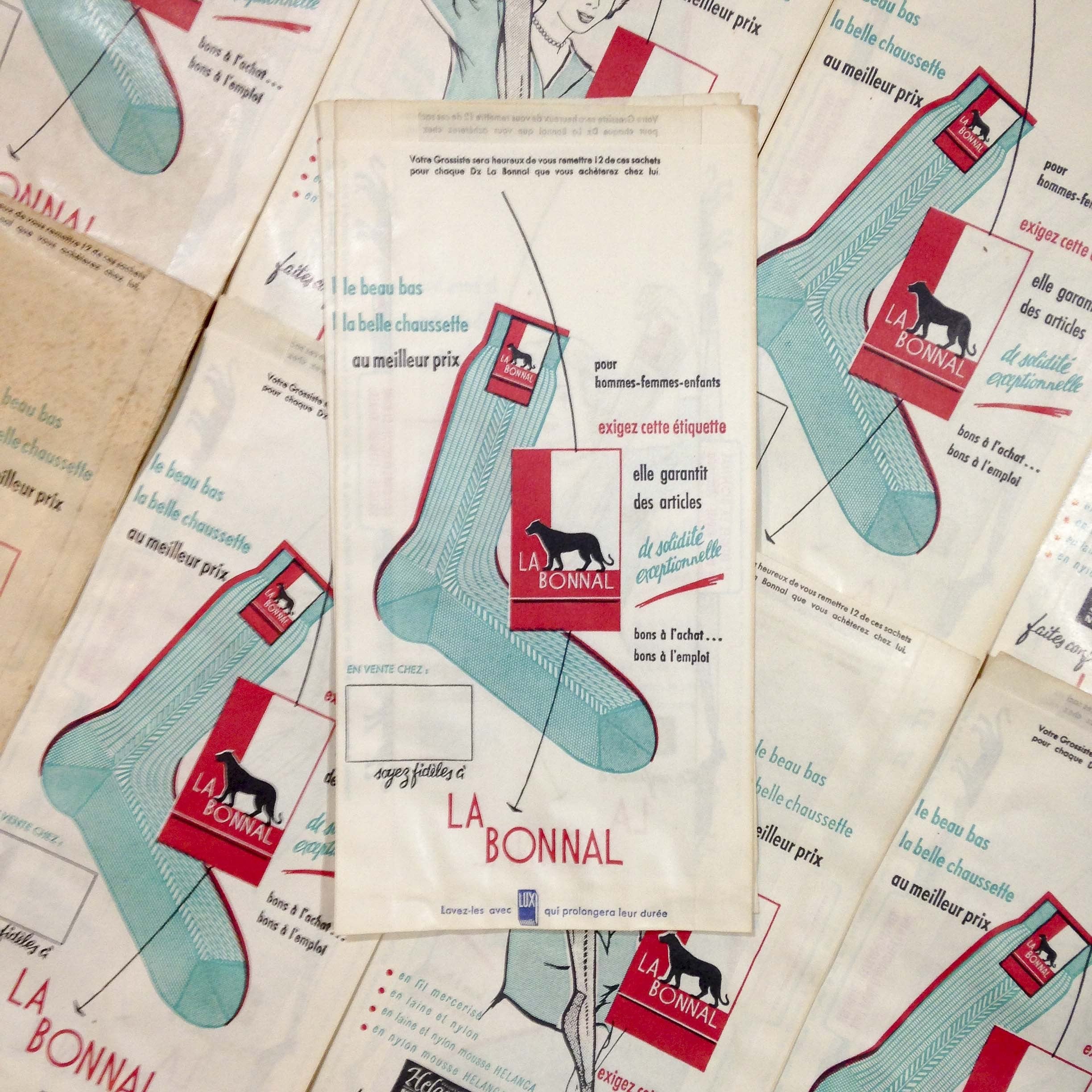 sachet la bonnal ancien vintage papier mercerie 1960