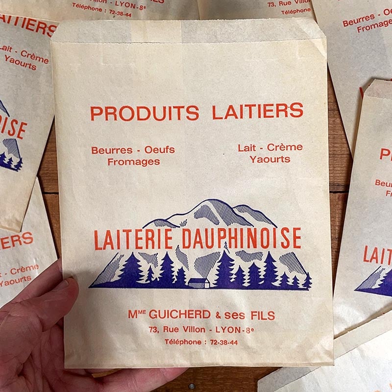 sachet laiterie dauphinoise fromage crème emballage cuisine ancien vintage 1950 1960