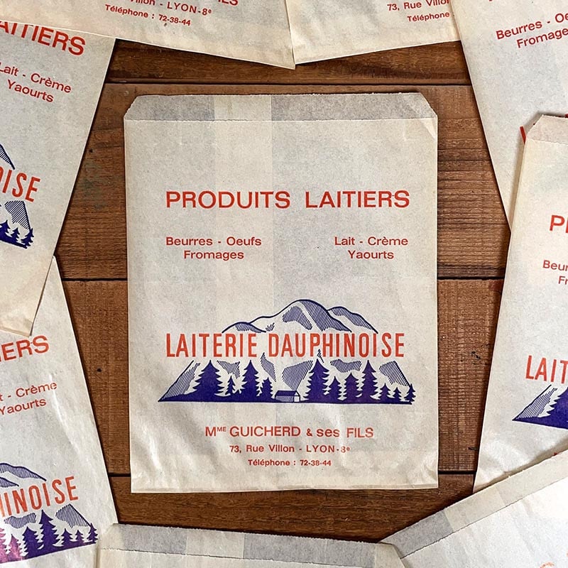 sachet laiterie dauphinoise fromage crème emballage cuisine ancien vintage 1950 1960