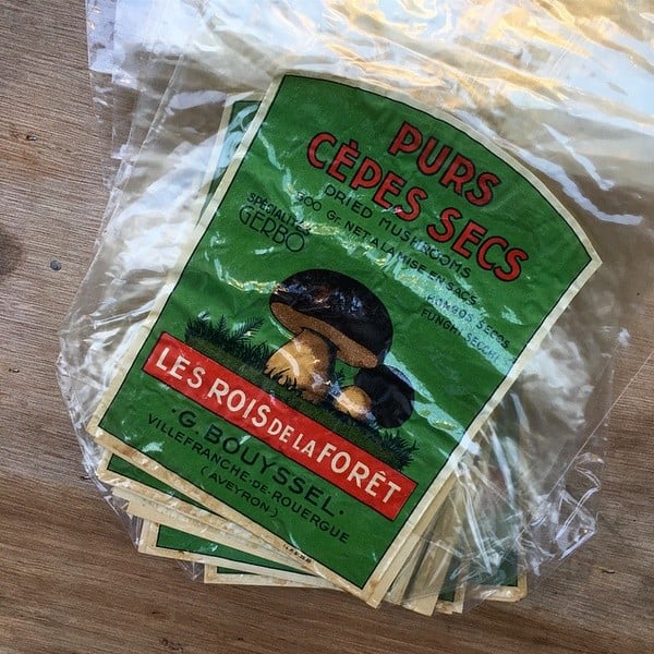 sachet plastique ancien emballage vintage cepes champignon les rois de la foret